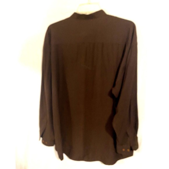 Brian Brothers Collection Mens Shirt L 16- 16.5 Brown Long Sleeves Banded VTG - Picture 5 of 12